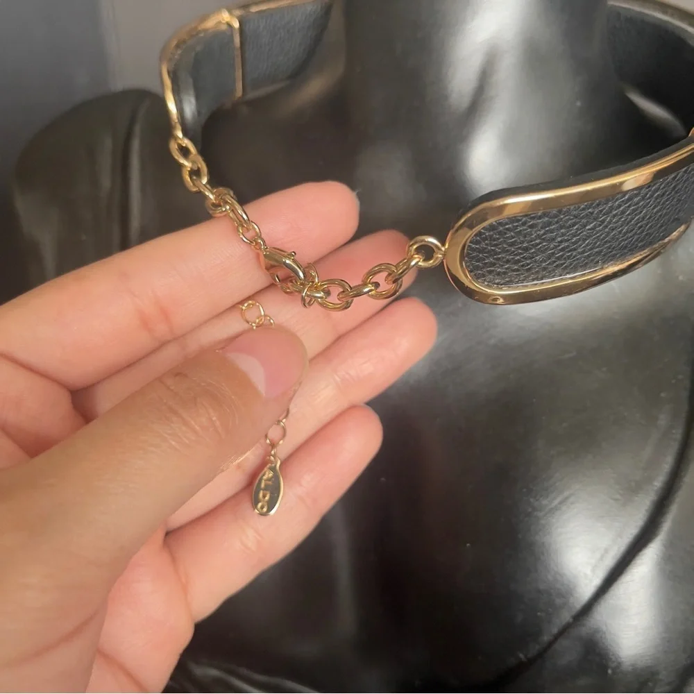 Aldo black leather gold tone choker - Picture 3 of 4